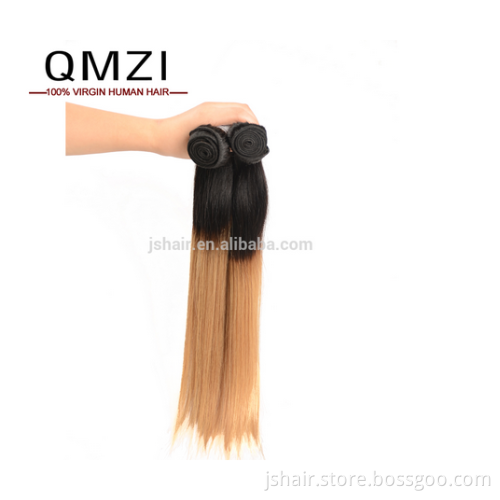 Hot sale colored three tone Peruvian human hair weave,1b#4#27 colour Peruvian hair bundles
